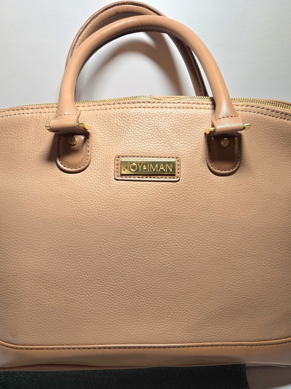 Joy & Iman Camel Tan Leather Best Friend City Dome Satchel - Extreme Organizatio